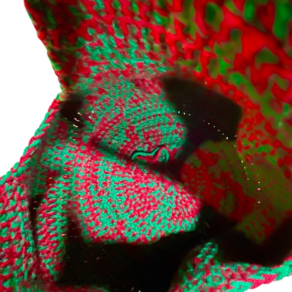 Handcrafted Red Green Crochet Bag Hand Crafted Knit Shoulder Bag Christmas Tote - Picture 10 of 12